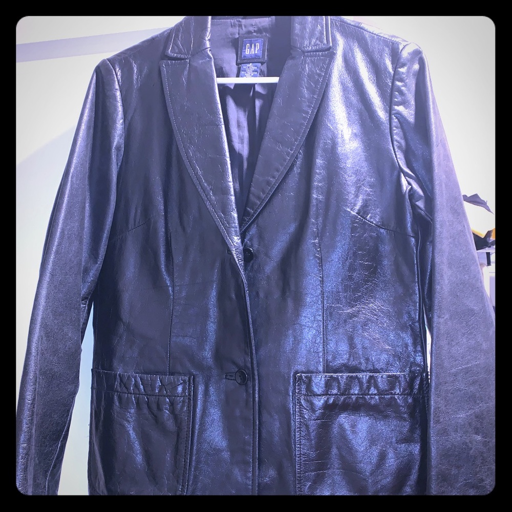 Black leather blazer